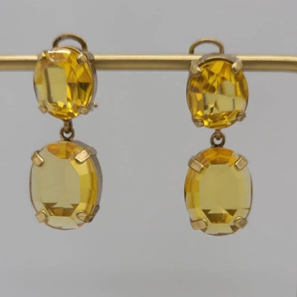J Crew Citrine Colored Oval Crystal Earrings